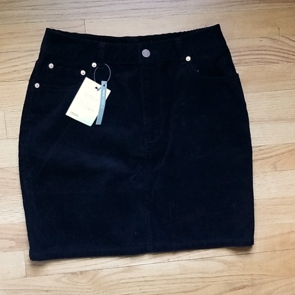 NWT ASOS Black Corduroy Skirt